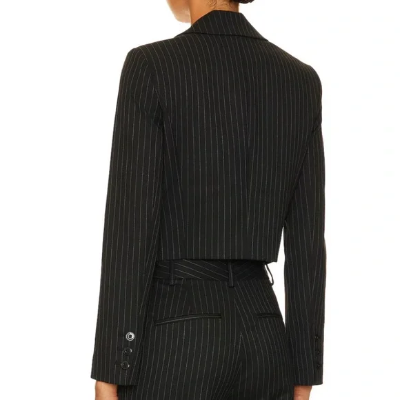 ALICE + OLIVIA Maya Cropped Pinstrip Jacket